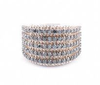 925 SILVER BLUE & WHITE DIAMOND MANHATTAN COLLECTION RING