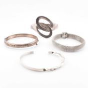 COLLECTION OF SILVER BANGLES & BRACELETS