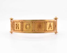 VICTORIAN GOLD ROMA ETRUSCAN STYLE BANGLE CASED
