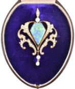 EDWARDIAN 15CT GOLD OPAL & PEARL BROOCH PIN CASED