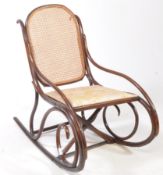 EARLY 1900S THONET MANNER BENTWOOD CANE ROCKING CHAIR