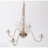 VINTAGE MID CENTURY ITALIAN MURANO STYLE GLASS BRANCH CHANDELIER