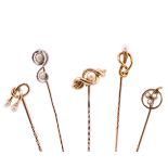 COLLECTION OF 15CT GOLD & 9CT GOLD STICK PINS