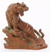 19TH CENTURY RED BRONZE CHINESE TIGER FIGURE