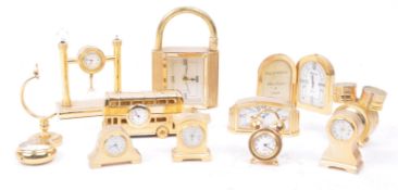 PARK LANE - COLLECTION OF LATE 20TH CENTURY MINIATURE BRASS CLOCKS