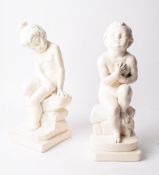 A PAIR OF TWO LATE 20TH CENTURY PLASTER CHERUB FIGURES