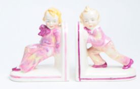 PAIR OF 1930S ART DECO PORCELAIN BOOKENDS