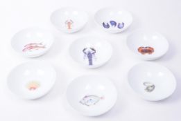 DE LIMOGES - EIGHT FRENCH PORCELAIN SMALL SEAFOOD DISHES
