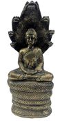 SOUTH EAST ASIA THAILAND BRONZE STATUE OF BUDDHA UNDER THE NAGA