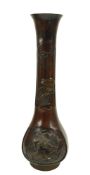TALL 19TH CENTURY JAPANESE MEIJI PERIOD BRONZE VASE 日本明治铜长颈瓶