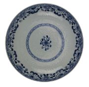 MING DYNASTY BLUE & WHITE CHARGER PLATE 明 青花花卉盘