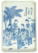 CHINESE REPUBLIC PERIOD BLUE & WHITE PORCELAIN TRAY 民国 余同昌款青花盘