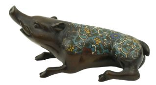 EARLY 20TH CENTURY JAPANESE CLOISONNE BOAR 20世纪日本铜胎珐琅猪