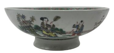 QING DYNASTY WUCAI FAMILLE VERTE FIGURINE BOWL 清 五彩人物盌