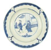 MING DYNASTY BLUE & WHITE CHARGER PLATE 明 青花人物盘
