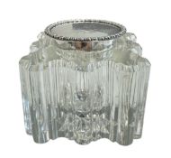 EDWARDIAN HALLMARKED SILVER & CUT GLASS LIDDED INKWELL