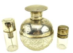 COLLECTION OF THREE HALLMARKED SILVER & CUT GLASS SCENT BOTTLES