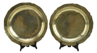 PAIR OF 18TH CENTURY SPANISH COLONIAL SILVER CHARGERS