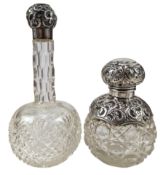 TWO EDWARDIAN HALLMARKED SILVER & GLASS SCENT BOTTLES