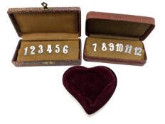 TWO SETS OF GERMAN SILVER NUMBER PLACE SETTINGS & PIN CUSHION