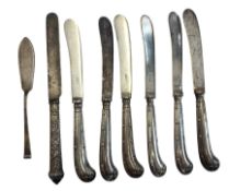 COLLECTION OF HALLMARKED SILVER HANDLED PISTOL GRIP KNIVES ETC