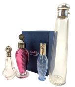 COLLECTION OF FOUR HALLMARKED SILVER & GLASS SCENT BOTTLES