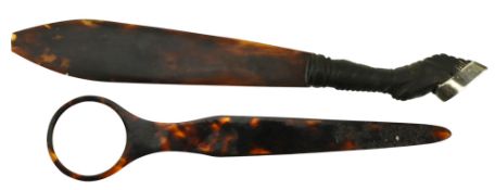TORTOISESHELL & EBONY HANDLED SILVER MOUNTED PAGE TURNER