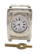20TH CENTURY STERLING SILVER MINIATURE TRAVEL CLOCK