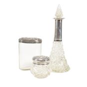 EDWARD VII & LATER CUT GLASS & HALLMARKED SILVER ITEMS