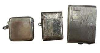 COLLECTION OF HALLMARKED SILVER VESTAS & A MATCH BOOK CASE
