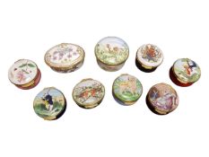 COLLECTION OF LATE 20TH CENTURY VINTAGE MINIATURE ENAMEL PILL / TRINKET POTS