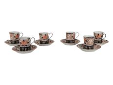 19TH CENTURY GRAFTON CHINA COFFEE CANS & SAUCERS