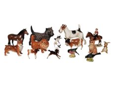 COLLECTION OF 20TH CENTURY ROYAL DOULTON AND BESWICK PORCELAIN ANIMAL FIGURES