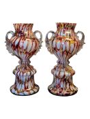FRANZ WELZ, CZECH - PAIR OF LATE 19TH CENTURY 1890S BOHMIAN GLASS SPLATTER VASES