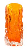GEOFFREY BAXTER X WHITEFRIARS - NO. 9689 - TANGERINE ORANGE BARK GLASS VASE
