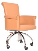 POLTRONA FRAU - VINTAGE OFFICE SWIVEL ARMCHAIR ON CASTORS