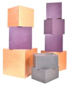 SELECTION OF NINE MODERN PAINTED SHOP DISPLAY PLINTHS