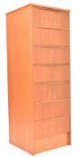 MID CENTURY TEAK UPRIGHT PEDESTAL CHEST OF DRAWERS