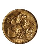 1907 EDWARD VII GOLD SOVEREIGN COIN