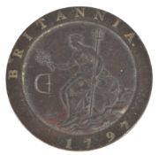 1797 KING GEORGE III CARTWHEEL 2d COIN