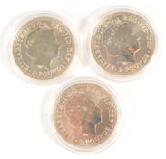 THREE BRITANNIA SILVER BULLION 1OZ COINS