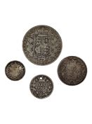 FOUR QUEEN VICTORIA SILVER YOUNG HEAD COINS