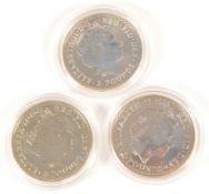 THREE BRITANNIA SILVER BULLION 1OZ COINS