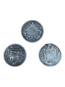 THREE 19TH CENTURY BRITISH SILVER SHILLINGS