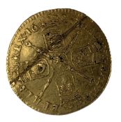 1695 WILLIAM III EARLY HARP HALF GUINEA GOLD COIN