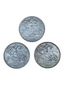 THREE LATE 19TH CENTURY QUEEN VICTORIA SILVER CROWN