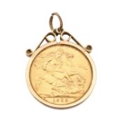 HALLMARKED 9CT GOLD MOUNTED 1958 FULL GOLD SOVEREIGN