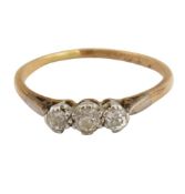 18CT GOLD & DIAMOND THREE STONE RING