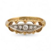 18CT GOLD & DIAMOND FIVE STONE RING