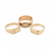 THREE HALLMARKED 9CT GOLD RINGS